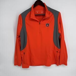 Auburn Tigers Jacket Womens XL Orange Gray NCAA Football Antigua Quarter Zip